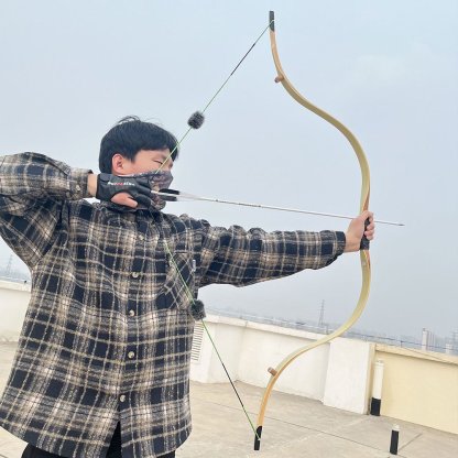 Moyun Traditional Laminated Recurve Bow – Bamboo Core & Clear Fiberglass, 20–45lbs