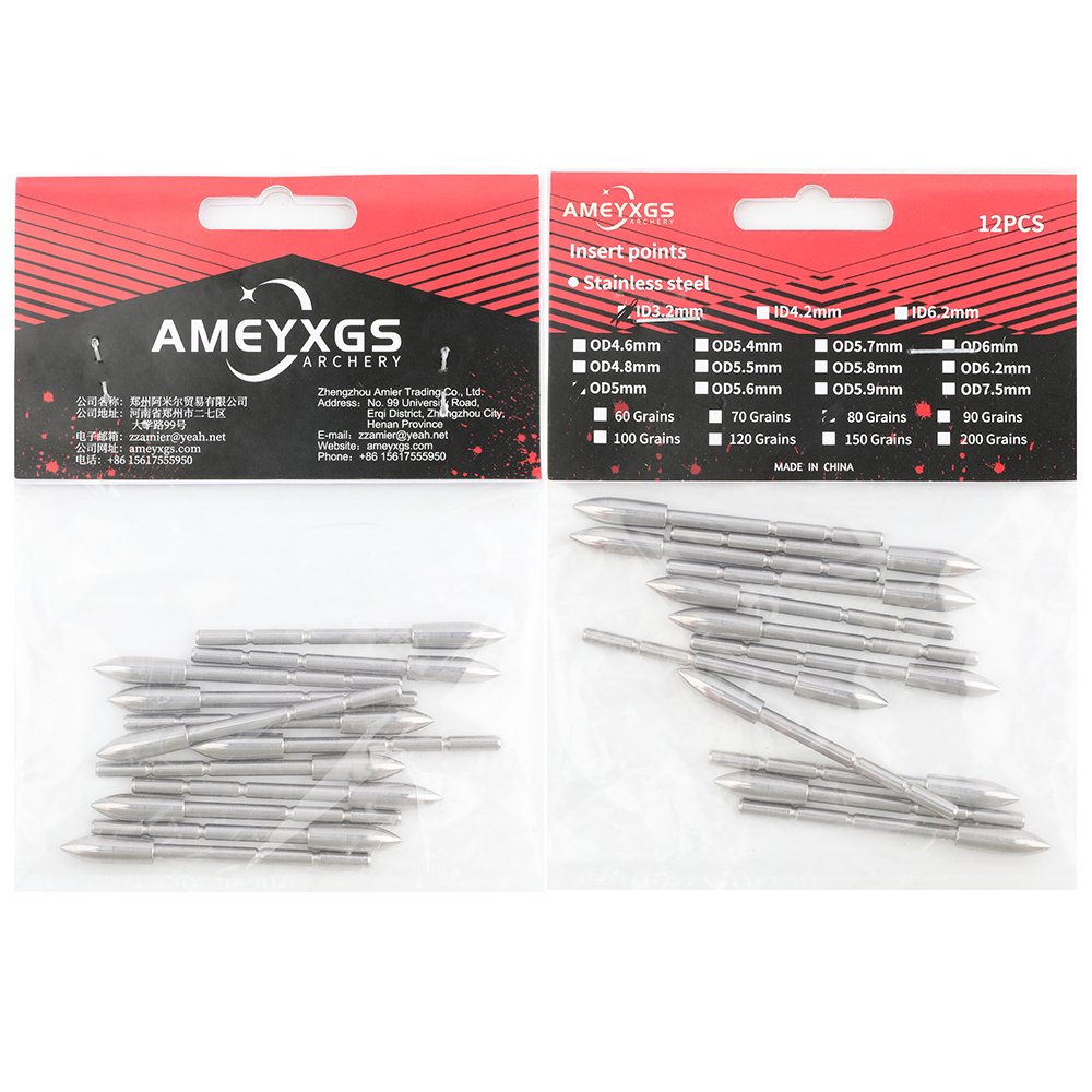 AME ARCHERY 3.2mm Stainless Steel Arrowheads(12pcs)