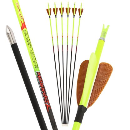 AME ARCHERY Heart-Shaped Nature Feather Pure Carbon Yellow Arrows(12pcs)