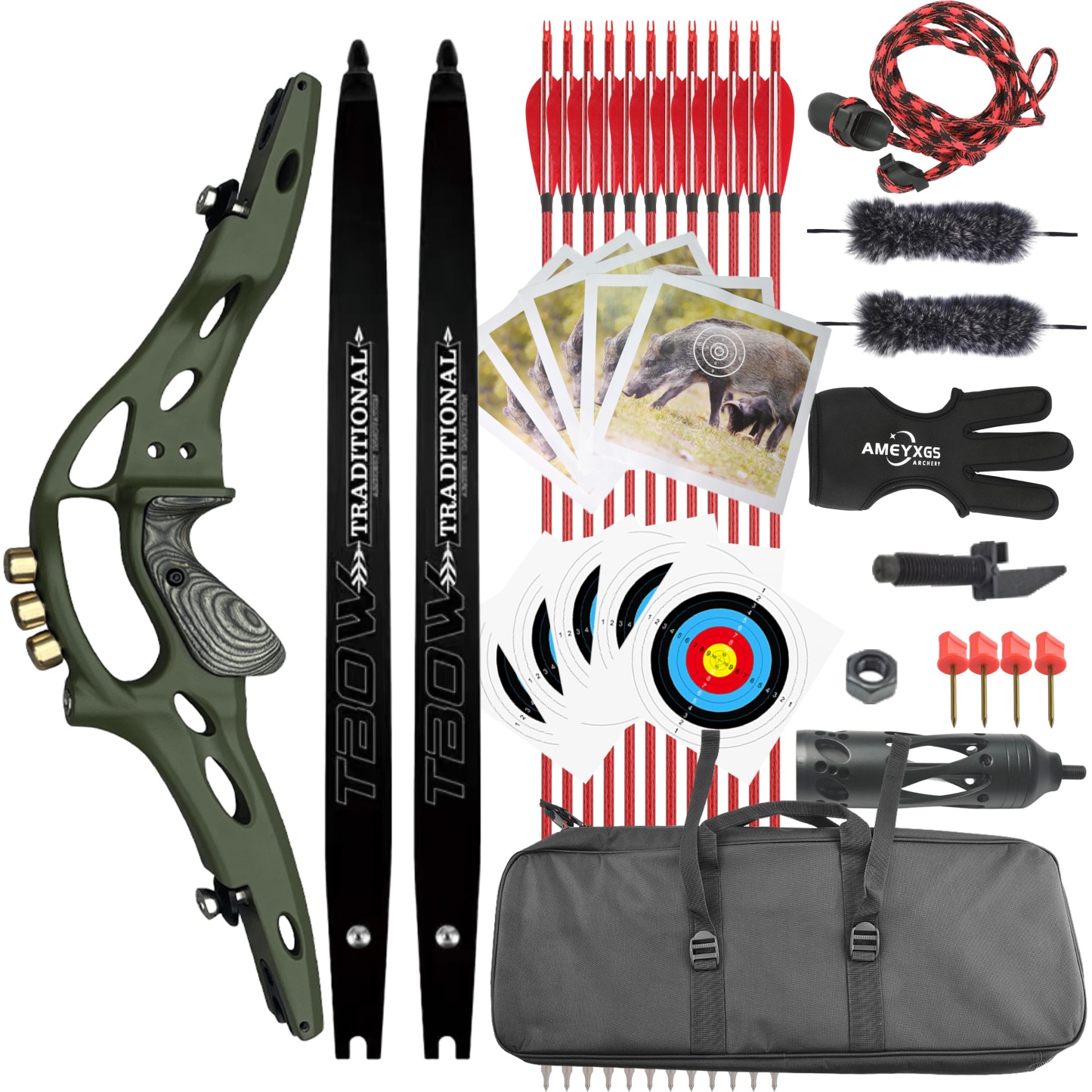 TBOW 62" ILF Recurve Bow for Hunting 30-60#