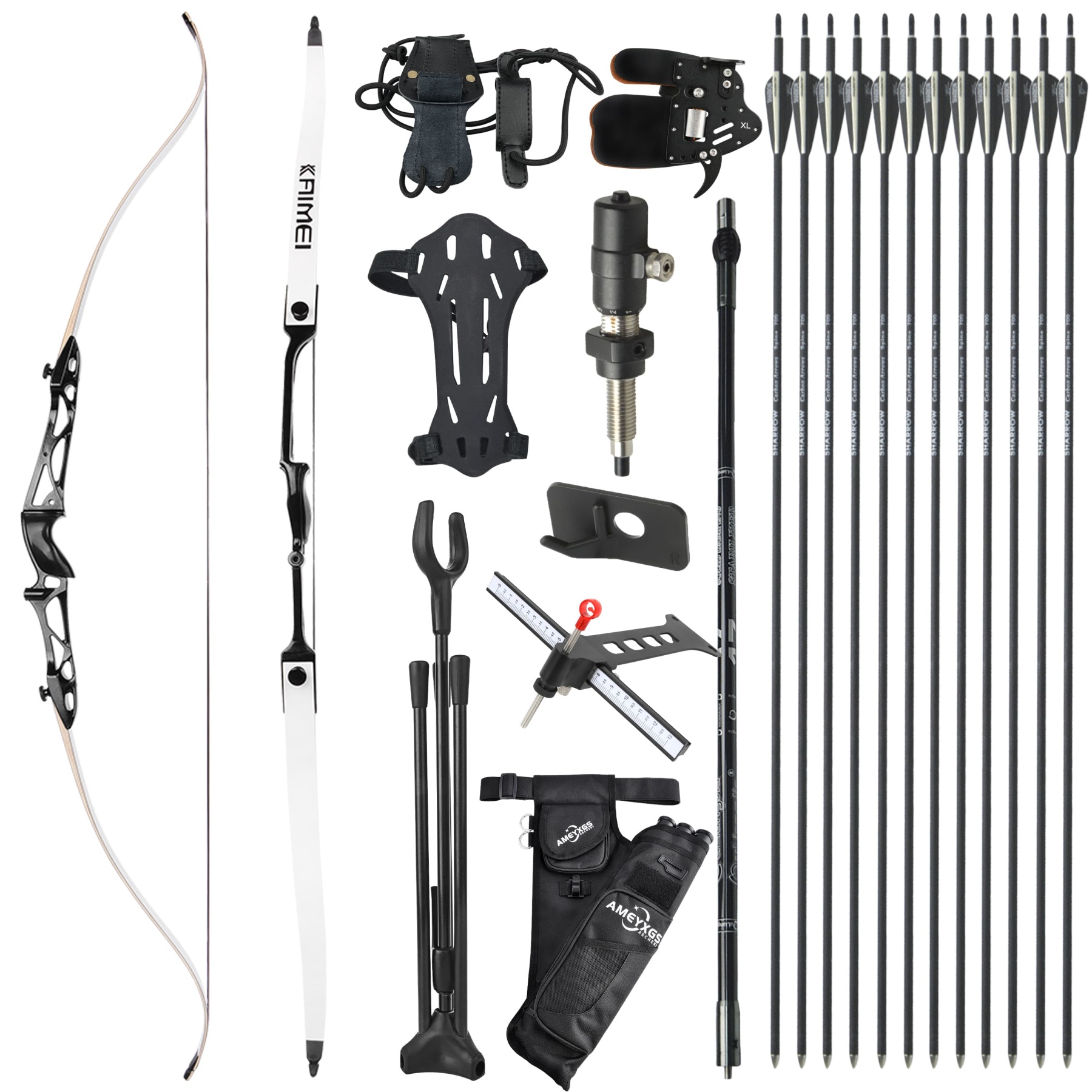 KAIMEI 66" 68" 70" Archery Takedown Recurve Bow Arrows Set