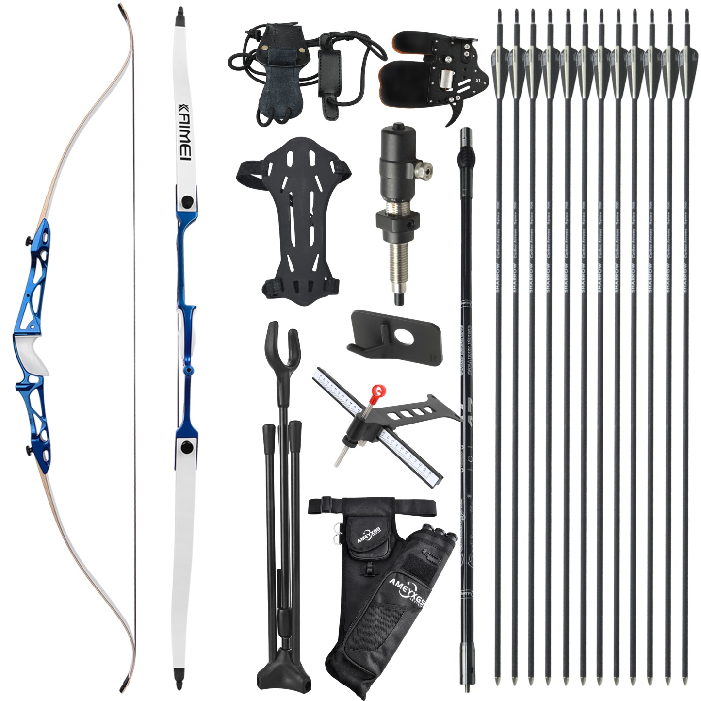 KAIMEI 66" 68" 70" Archery Takedown Recurve Bow Arrows Set