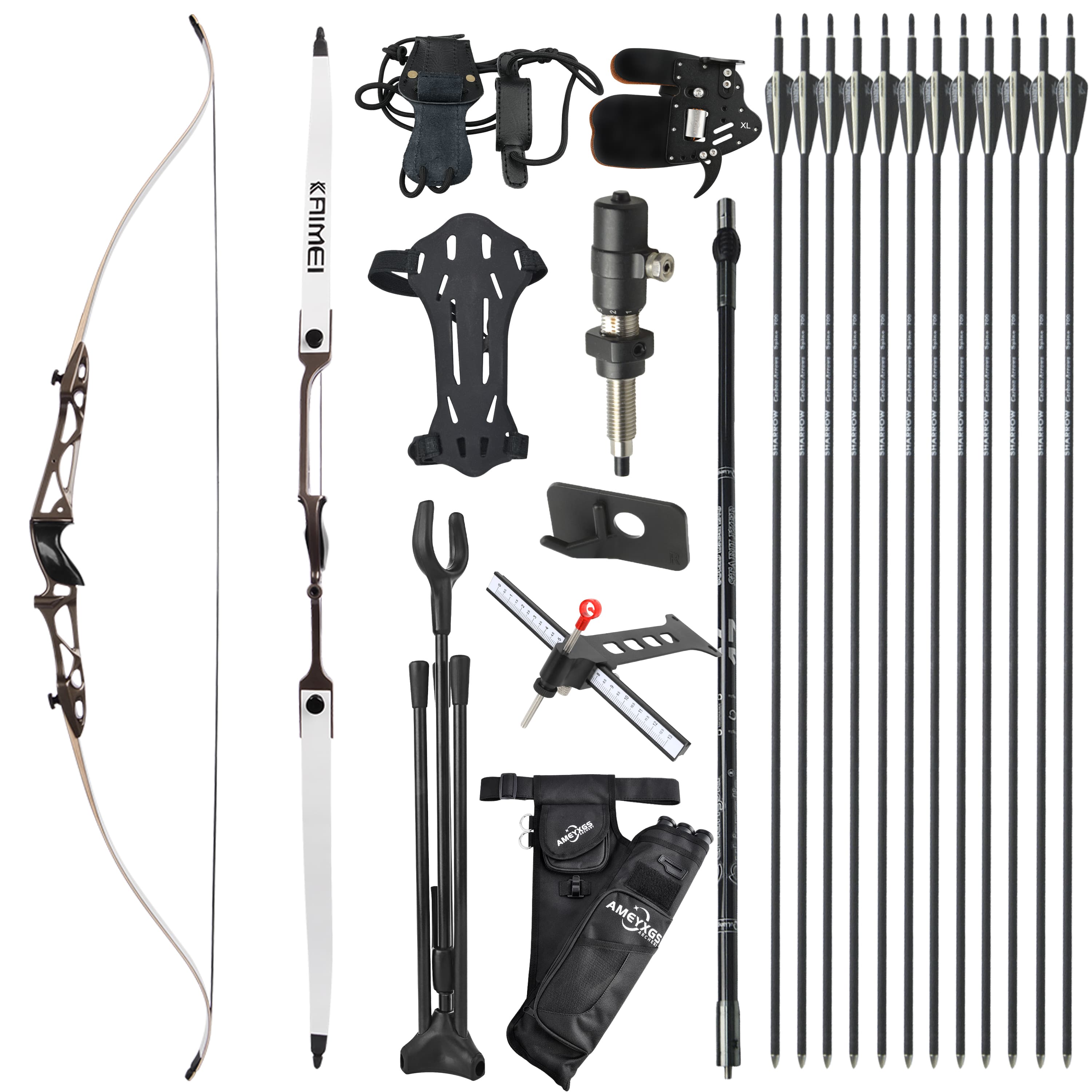 KAIMEI 66" 68" 70" Archery Takedown Recurve Bow Arrows Set