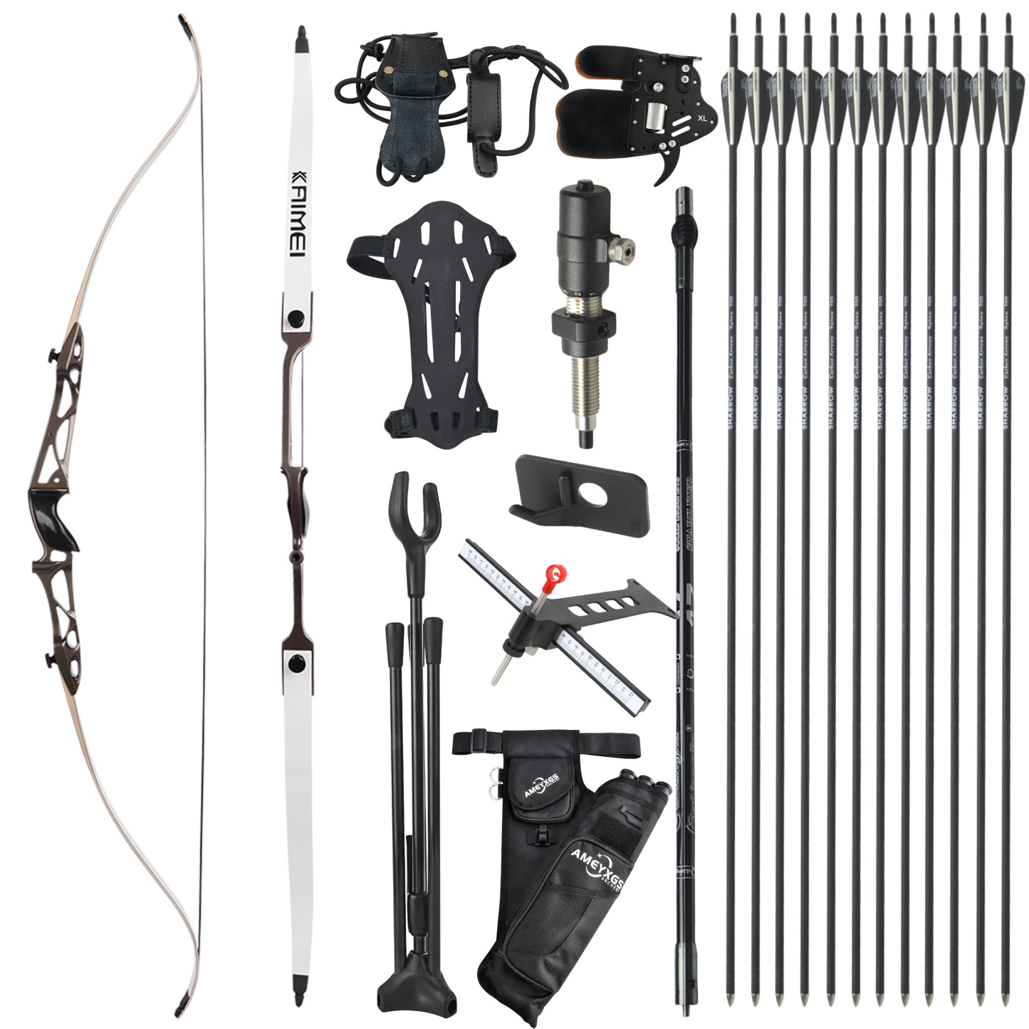 KAIMEI 66" 68" 70" Archery Takedown Recurve Bow Arrows Set