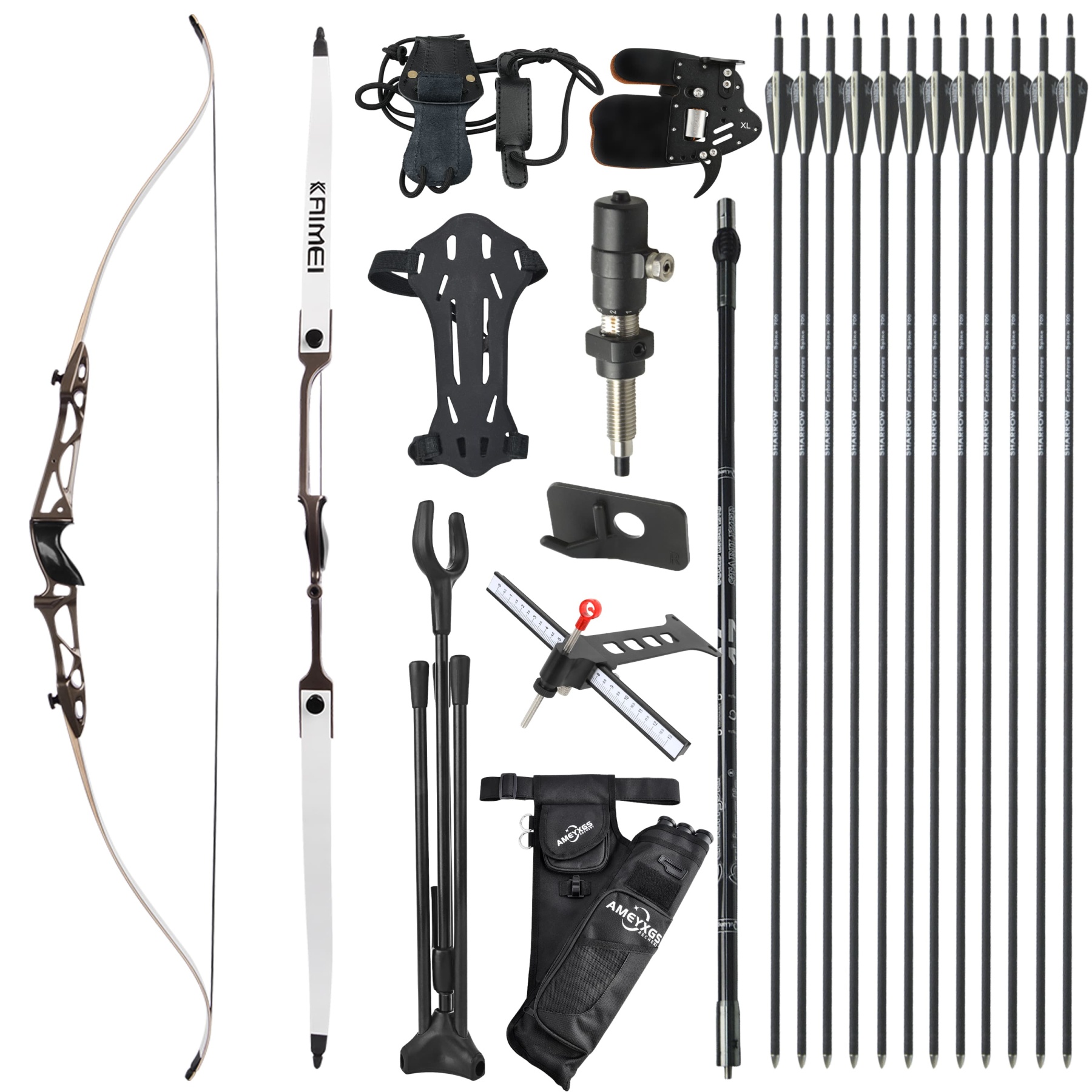 KAIMEI 66" 68" 70" Archery Takedown Recurve Bow Arrows Set