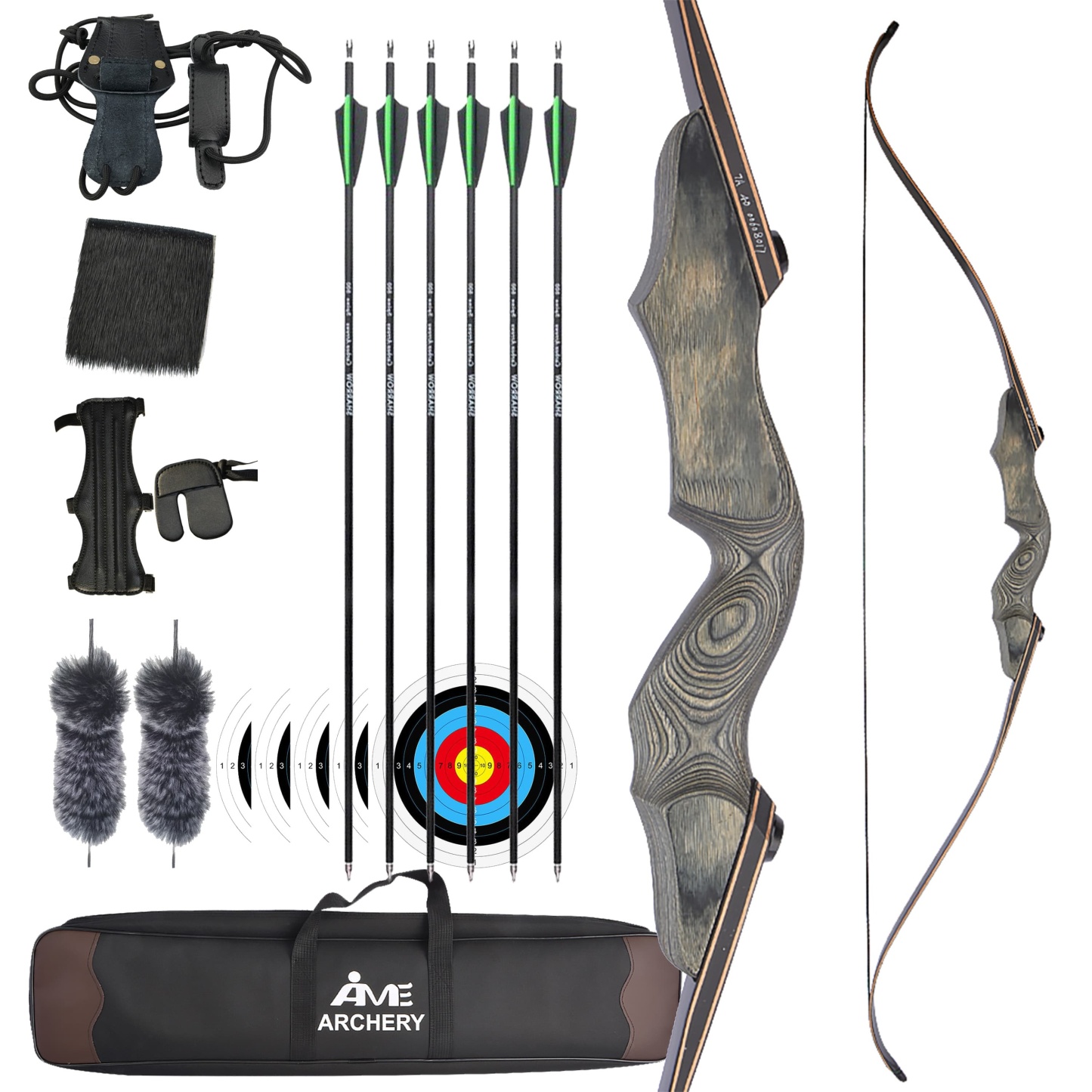 60" Archery Takedown Longbow Wooden 30-50lbs American Target Hunting