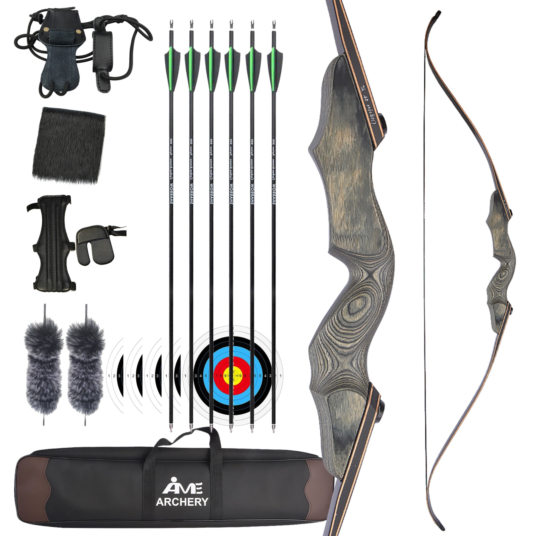 60" Archery Takedown Longbow Wooden 30-50lbs American Target Hunting