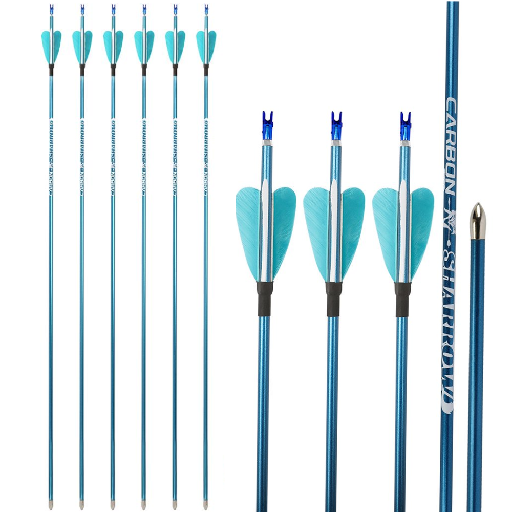 AME ARCHERY 1.75inch Fox 2" Heart-Shaped Feather Pure Carbon Arrows(12pcs)