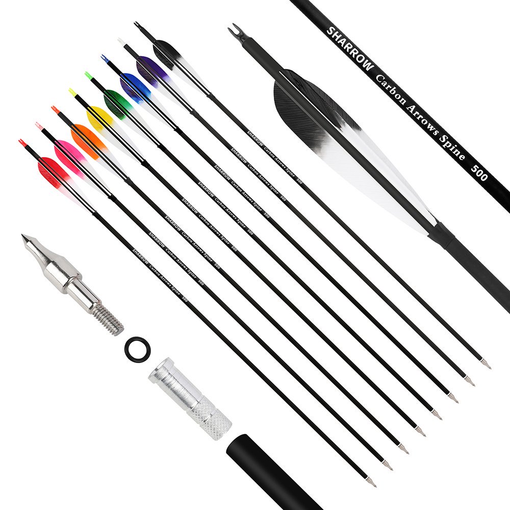 AME ARCHERY 5-Inch Dye Feather Carbon Arrows(12pcs)