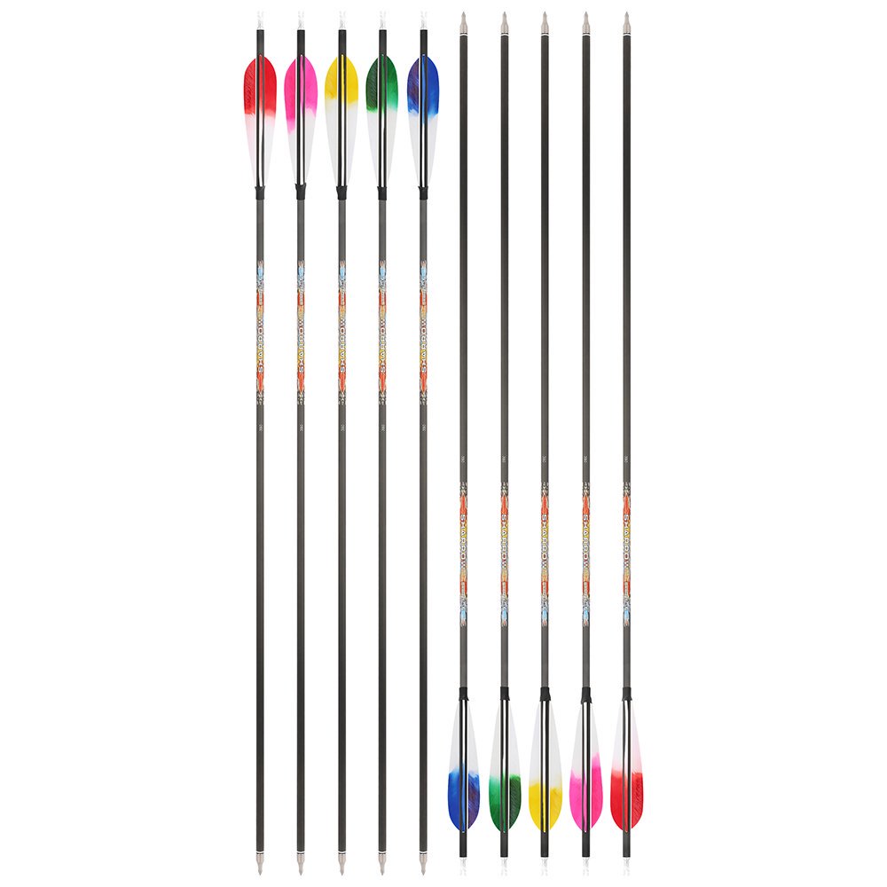 SHARROW 5-Inch Dye Feather Pure Carbon Arrows (12pcs)