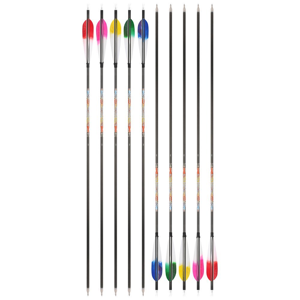 SHARROW 5-Inch Dye Feather Pure Carbon Arrows (12pcs)