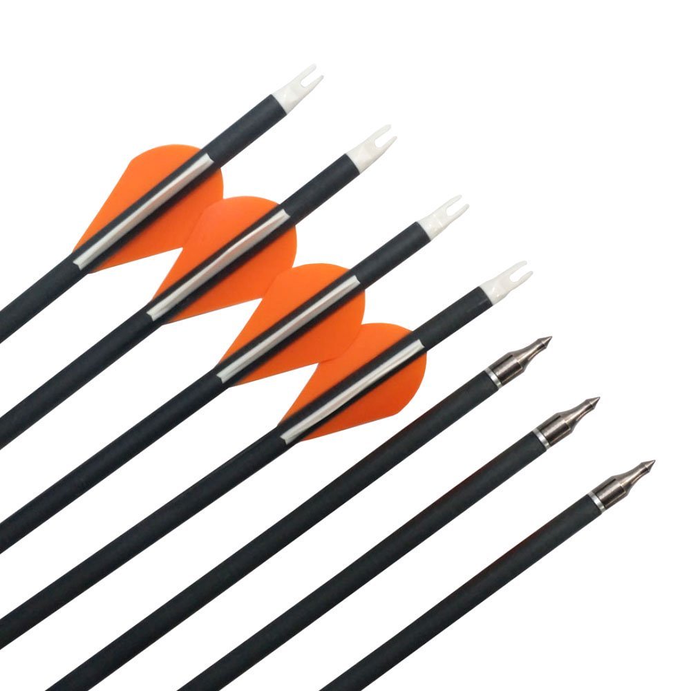 Clearance Sale 500 Spine Orange & White Vanes Hybrid Carbon Arrows (12pcs)