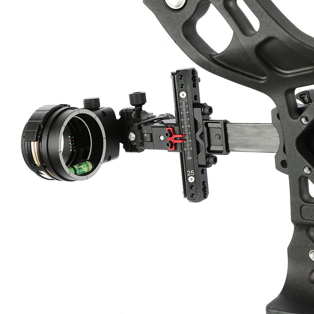 TOPOINT ARCHERY TX2650 Compound Bow Sight – CNC Aluminum + Carbon, 5-Pin 0.019", 6" Extension, Multi-Axis Adjustable with Optional Lens