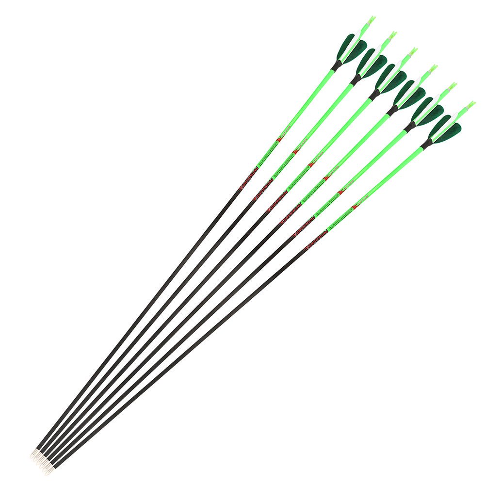 AME ARCHERY Heart-Shaped Nature Feather Pure Carbon Green Arrows(12pcs)