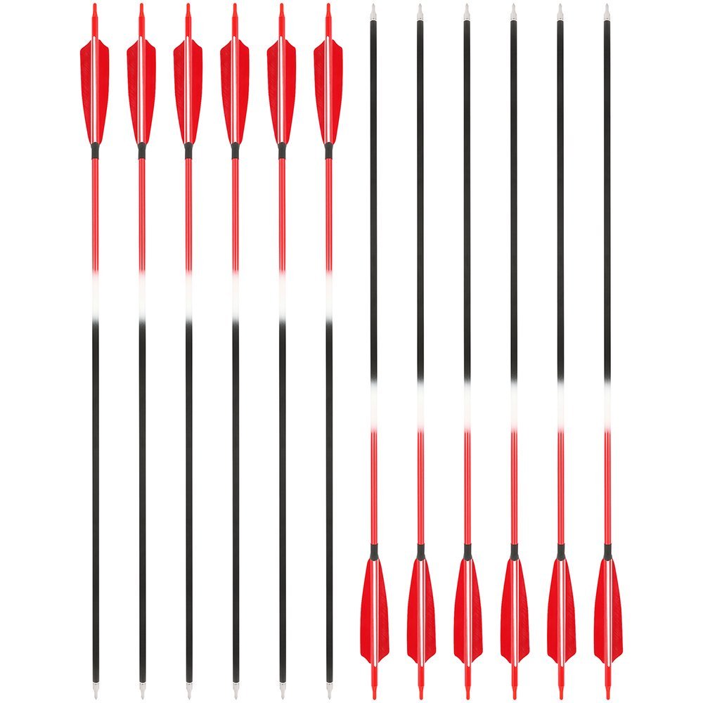 AME ARCHERY Red Mixed Carbon Arrows – Spine 500 (6/12pcs)