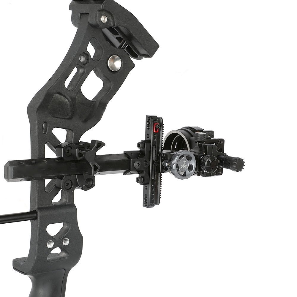 TOPOINT ARCHERY TX2650 Compound Bow Sight – CNC Aluminum + Carbon, 5-Pin 0.019", 6" Extension, Multi-Axis Adjustable with Optional Lens