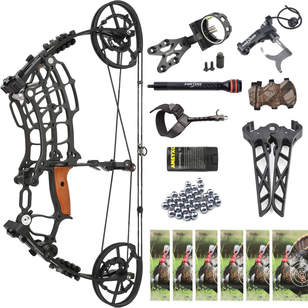 AME ARCHERY Dual-Use Compound Bow — Black (Steel-Ball Kit)