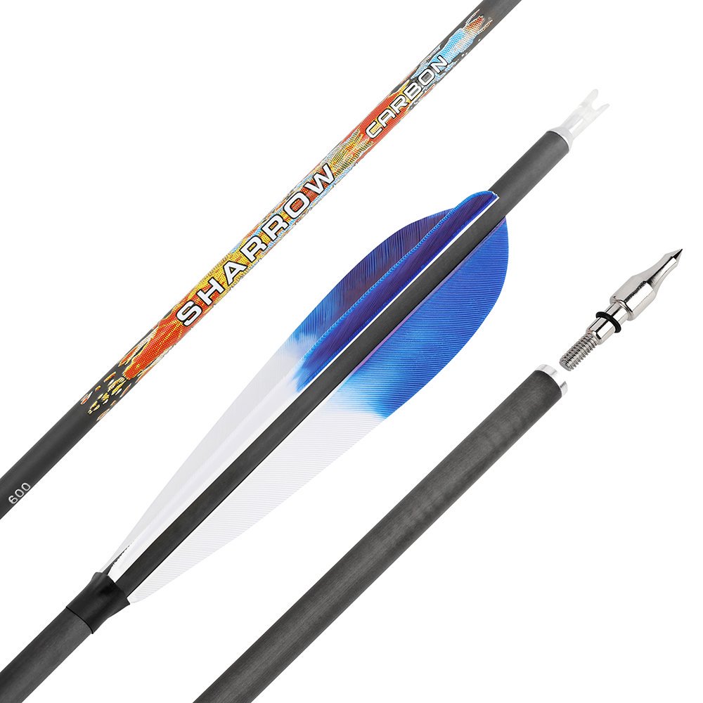SHARROW 5-Inch Dye Feather Pure Carbon Arrows (12pcs)