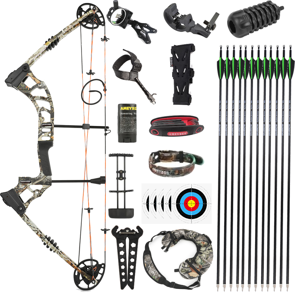 Junxing Archery M121A Camo Compound Bow Set 0–70lbs Adjustable