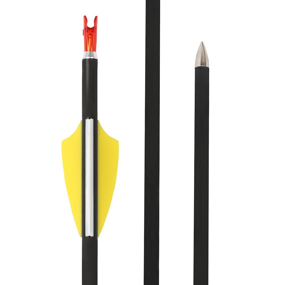 AME ARCHERY 1.75-Inch 2 Yellow 1 White Shield Vanes Mixed Carbon Arrows – Spine 1000, 30" Shaft (12pcs)