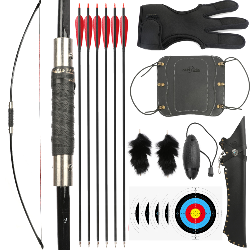 AME ARCHERY Traditional  Longbow Takedown Design RH/LH Arrows Full Set