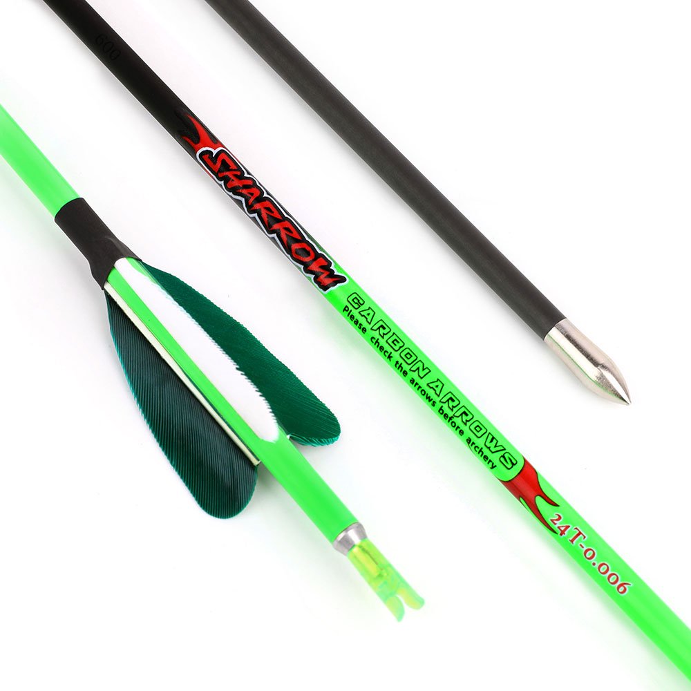 AME ARCHERY Heart-Shaped Nature Feather Pure Carbon Green Arrows(12pcs)