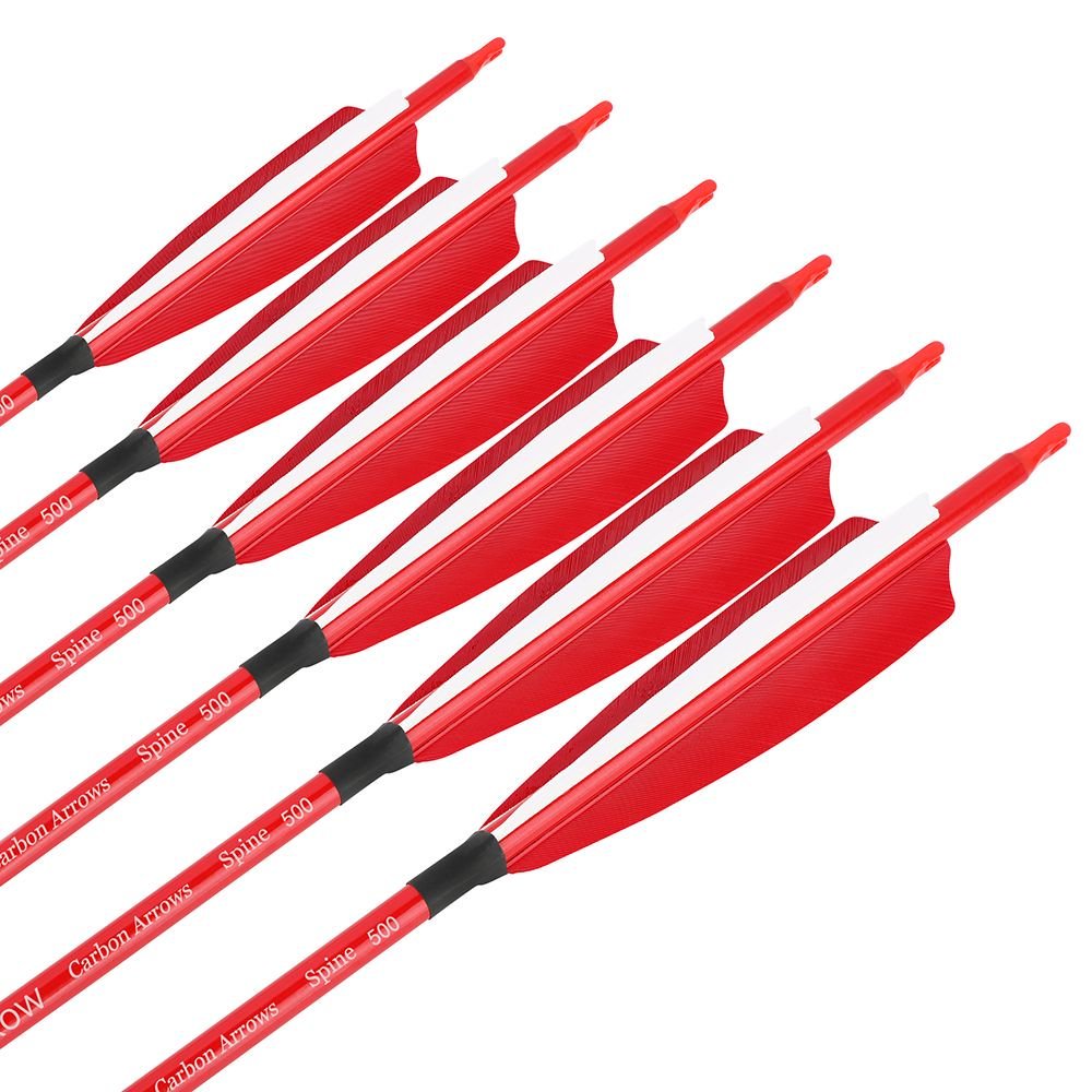 AME ARCHERY Red Mixed Carbon Arrows – Spine 500 (6/12pcs)
