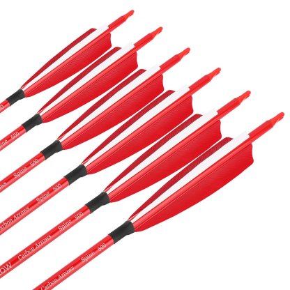 AME ARCHERY Red Mixed Carbon Arrows – Spine 500 (6/12pcs)