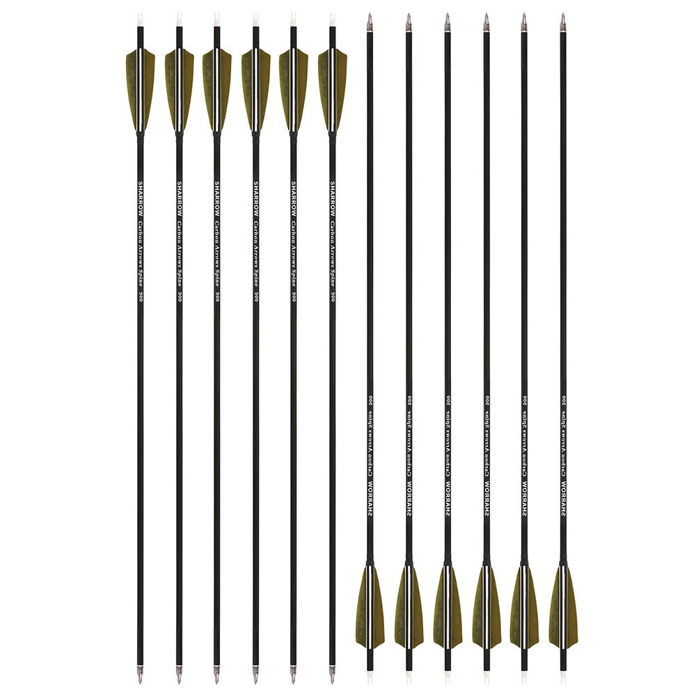 AME ARCHERY 2 Olive Green 1 White Real Feather Carbon Arrow(12pcs)
