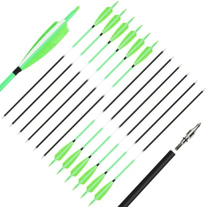 AME ARCHERY Fluorescent Green Mixed Carbon Arrows – Spine 500 (12pcs)