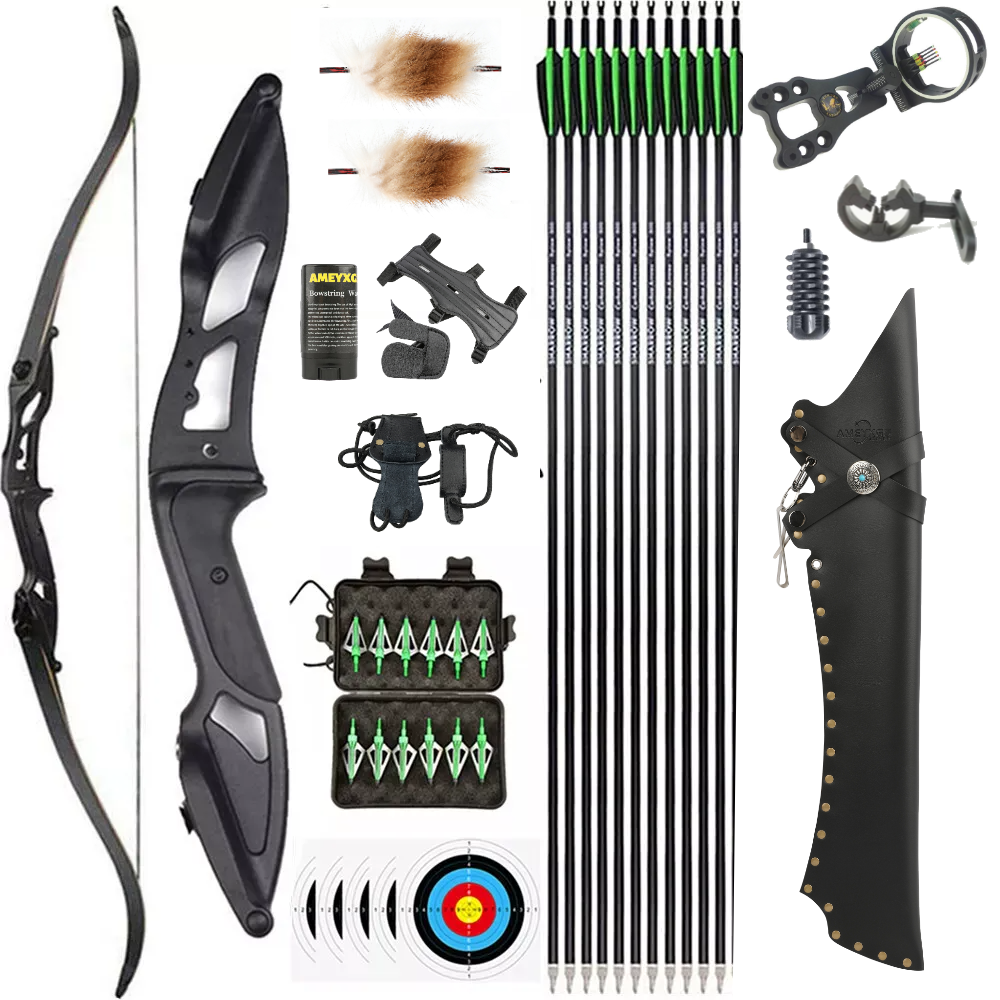 JUNXING F179 56"  Recurve Bow Arrows Kit 30-50lbs for Hunting 