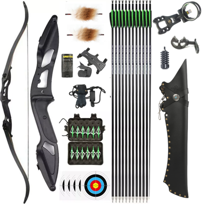 JUNXING F179 56"  Recurve Bow Arrows Kit 30-50lbs for Hunting 