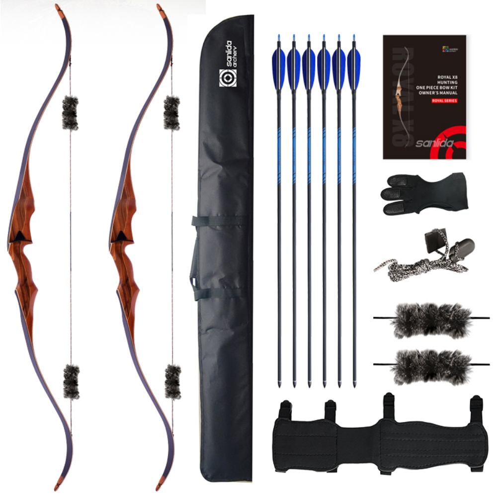 SANLIDA ARCHERY Royal X8 60" Traditional One-Piece Wood Hunting Bow Kit