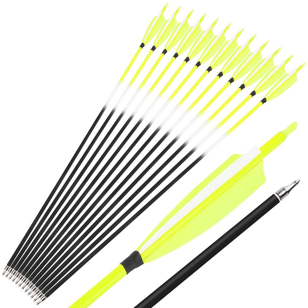 AME ARCHERY Yellow Mixed Carbon Arrows – Spine 500 (12pcs)