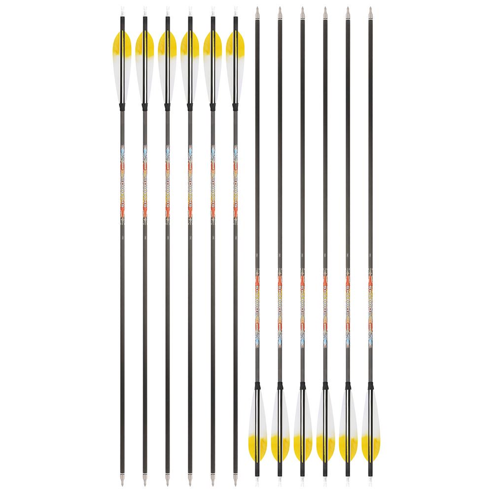 SHARROW 5-Inch Dye Feather Pure Carbon Arrows (12pcs)