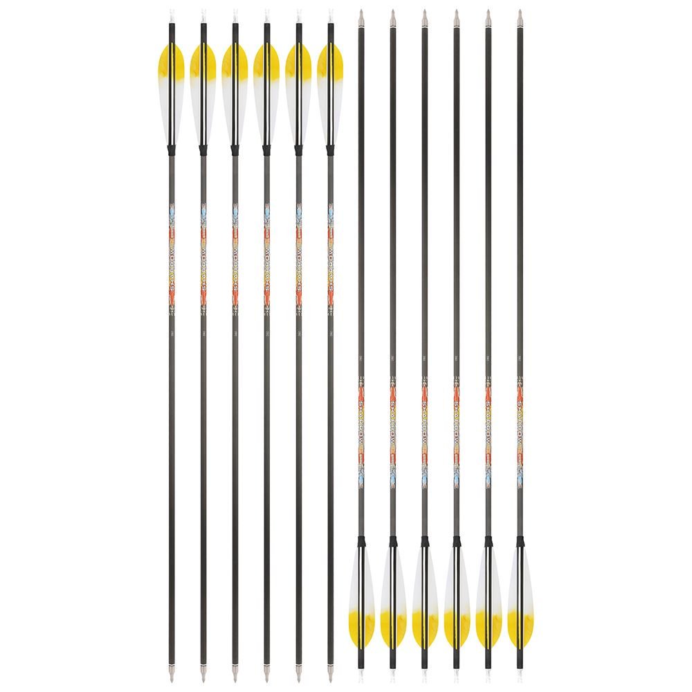 SHARROW 5-Inch Dye Feather Pure Carbon Arrows (12pcs)