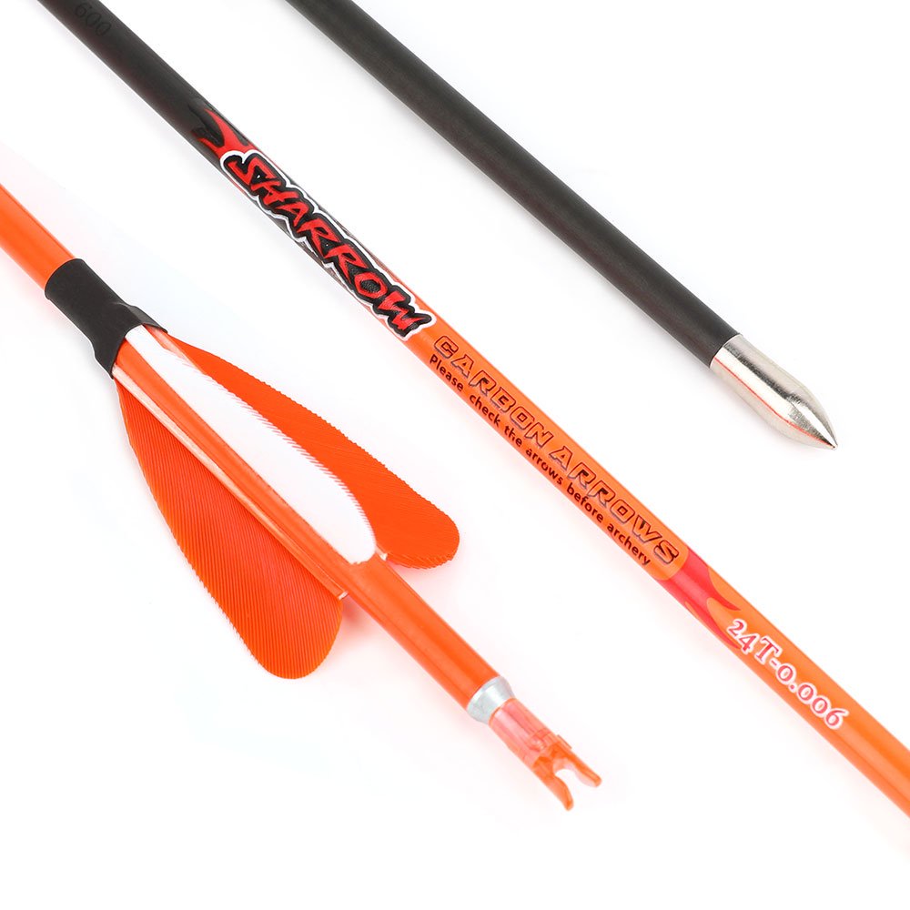 AME ARCHERY Heart-Shaped Nature Feather Pure Carbon Orange Arrows(12pcs)