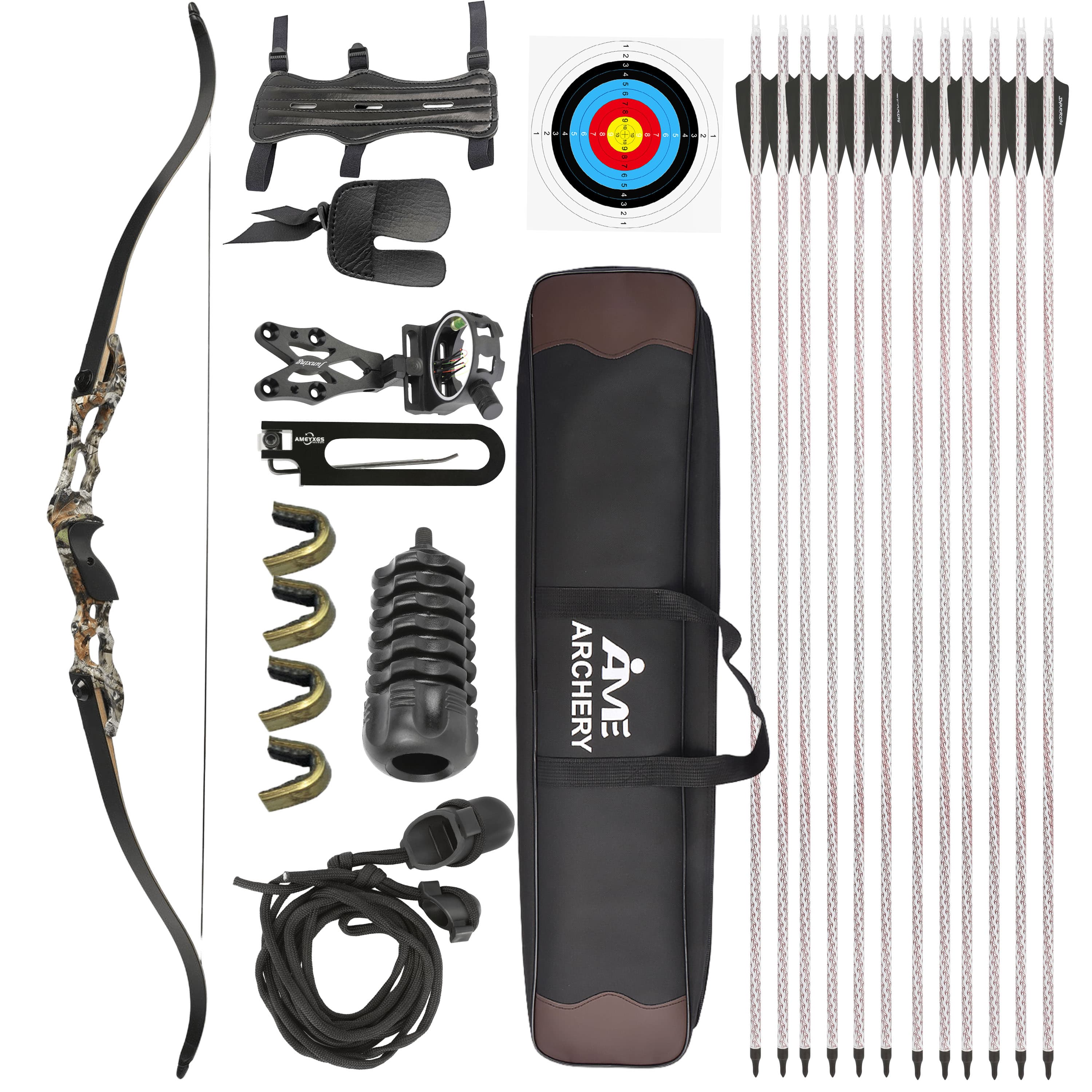 JUNXING ARCHERY F185 30-50lbs Recurve Bow and Arrows Set