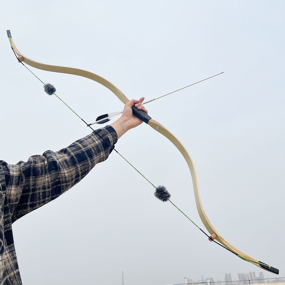 Moyun Traditional Laminated Recurve Bow – Bamboo Core & Clear Fiberglass, 20–45lbs