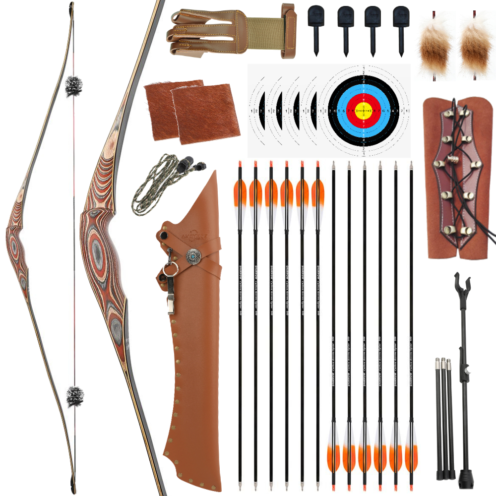 AME ARCHERY 58" One-Piece Recurve LongBow 20–50lbs
