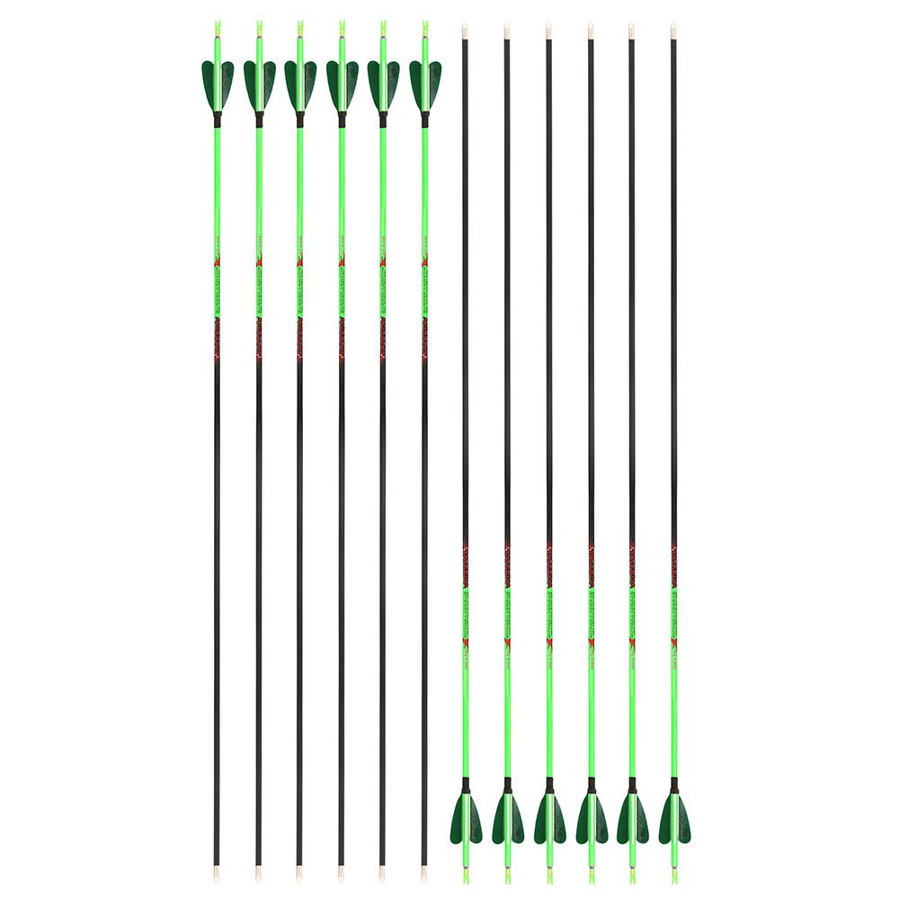 AME ARCHERY Heart-Shaped Nature Feather Pure Carbon Green Arrows(12pcs)