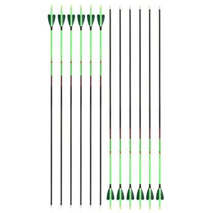 AME ARCHERY Heart-Shaped Nature Feather Pure Carbon Green Arrows(12pcs)