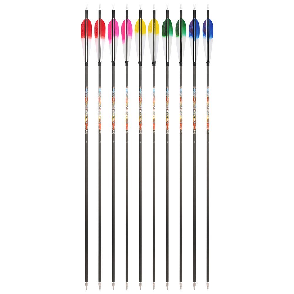SHARROW 5-Inch Dye Feather Pure Carbon Arrows (12pcs)