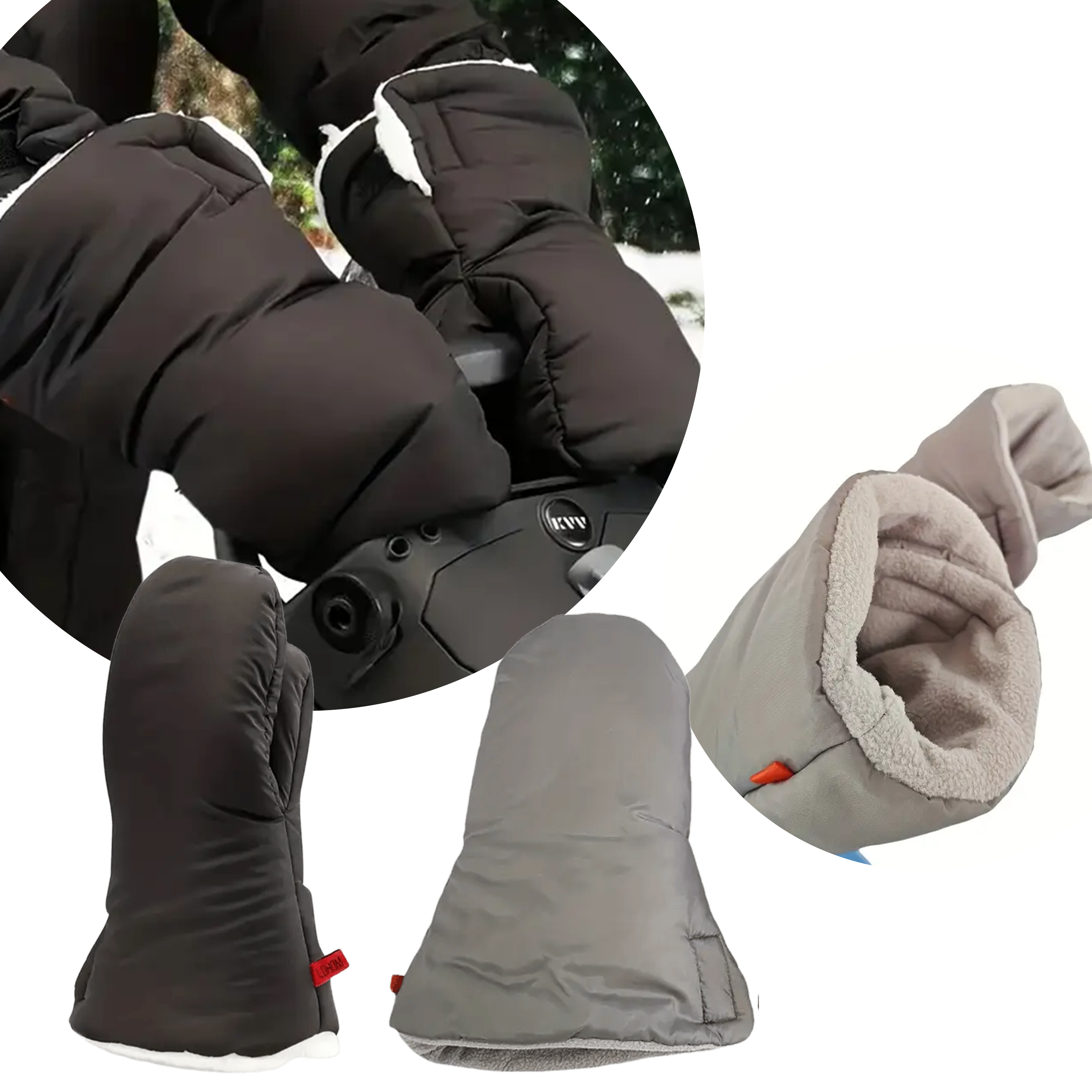 Winter Golf Cart Push Gloves Thick Warm Outdoor Windproof