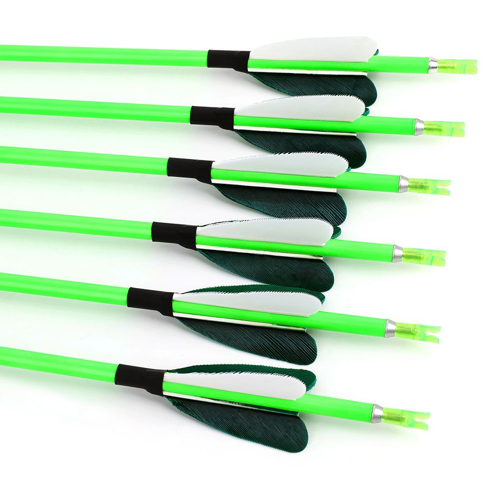 AME ARCHERY Heart-Shaped Nature Feather Pure Carbon Green Arrows(12pcs)