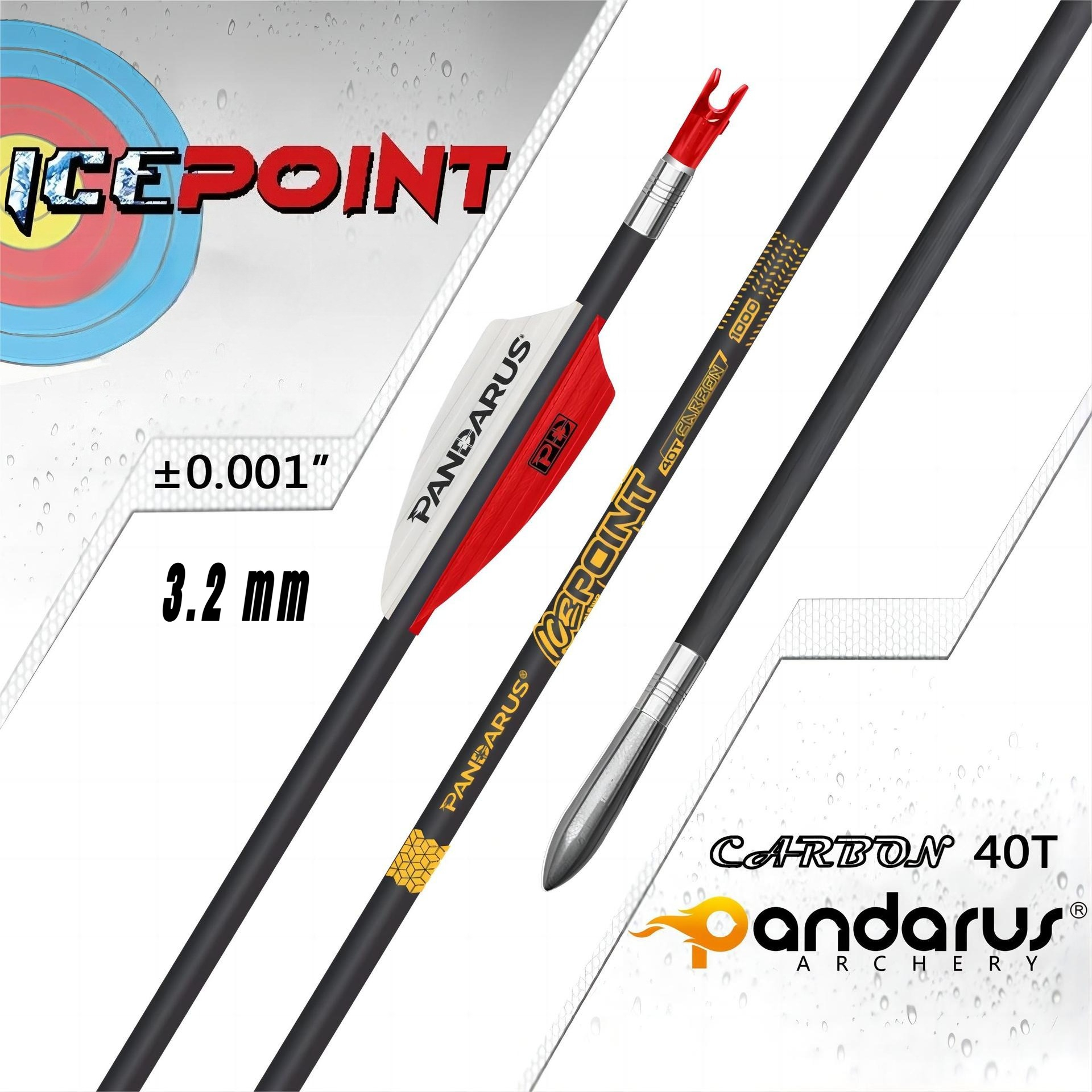 Pandarus Icepoint Series 3.2mm 40T Pure Carbon Arrow 0.001/0.003 (12pcs)