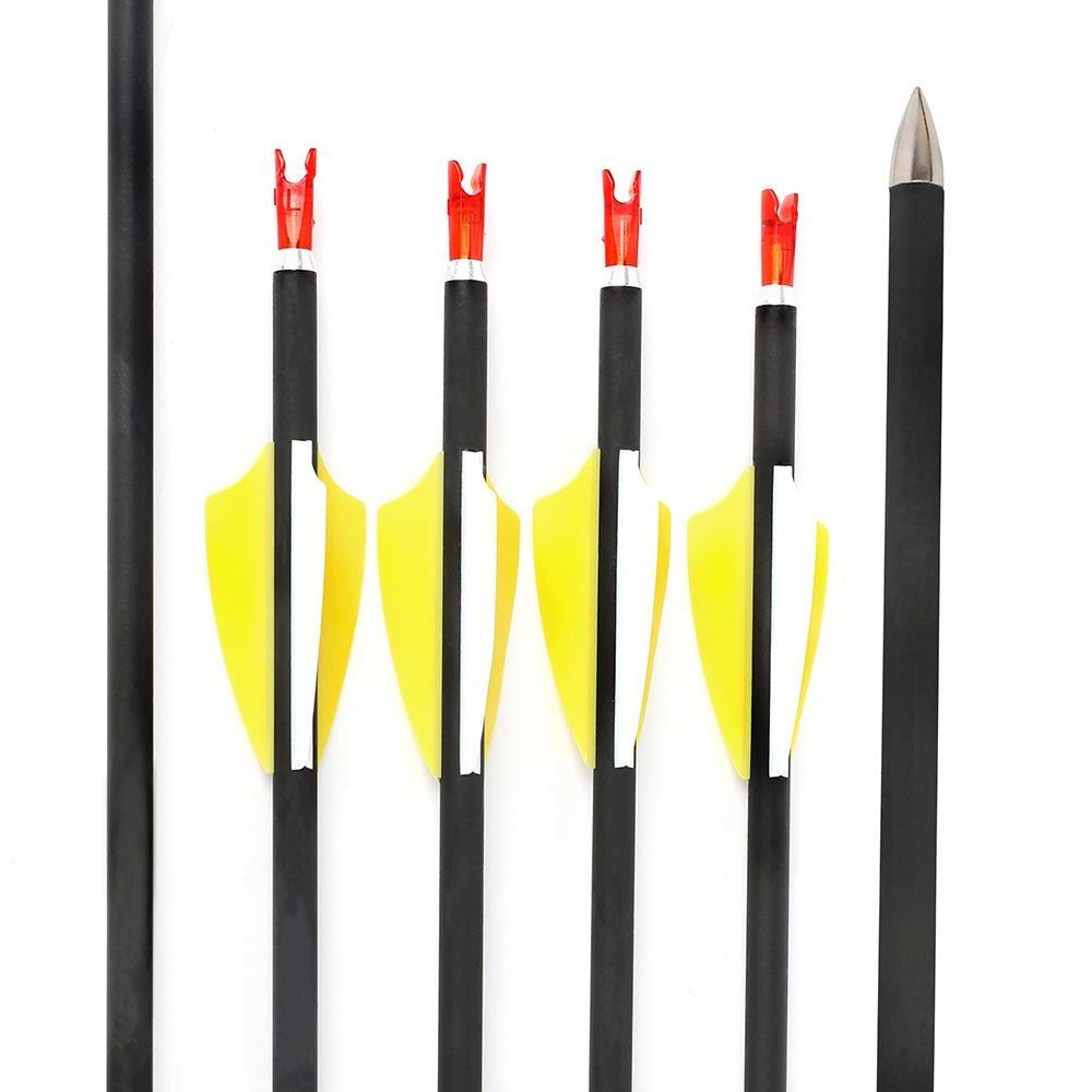 AME ARCHERY 1.75-Inch 2 Yellow 1 White Shield Vanes Mixed Carbon Arrows – Spine 1000, 30" Shaft (12pcs)