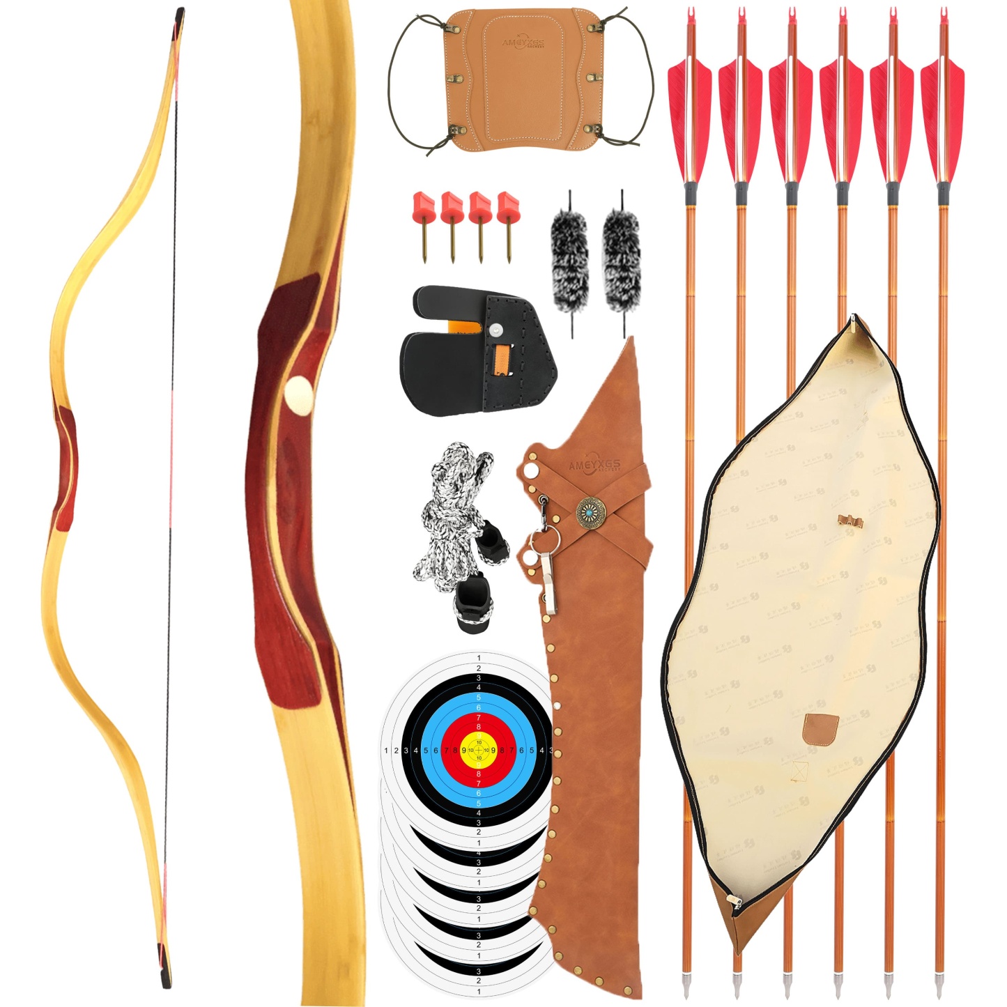 15-50LBS Archery Longbow Set Traditional Bow LH RH