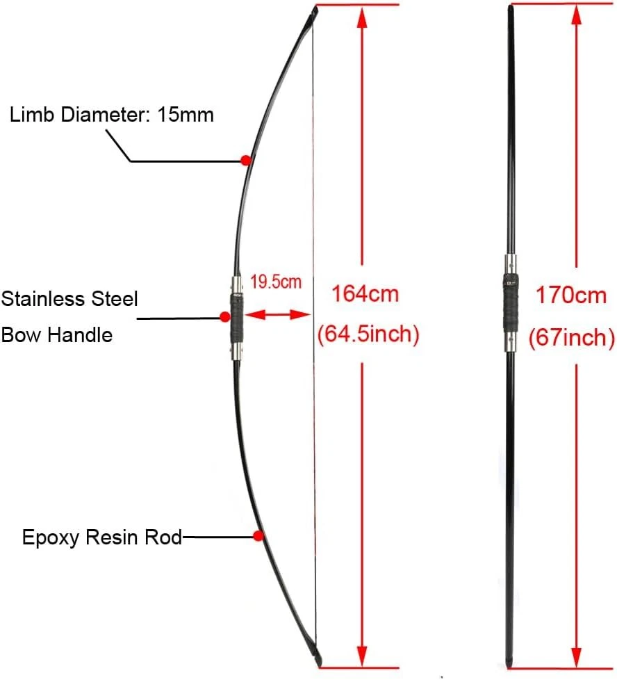 AME ARCHERY Traditional  Longbow Takedown Design RH/LH Arrows Full Set