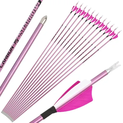 AME ARCHERY Pure Carbon Arrows with 2" Natural Feathers – 12pcs 